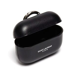 Brand New YSL Saint Laurent Elegant Black Calfskin Keychain/AirPods 3 Case
